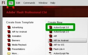 New Flash CS6 document